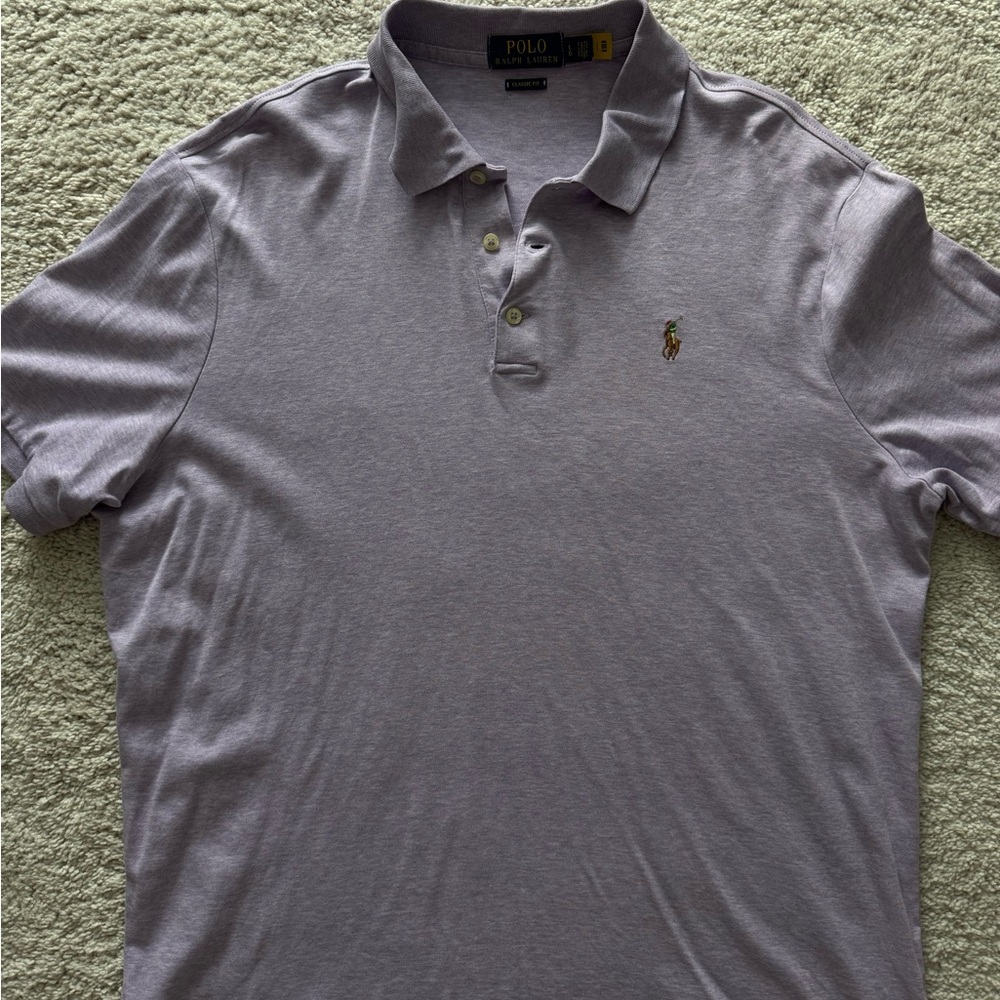 Polo Ralph Lauren Shirt Mens Large Classic Fit Short Sleeve Purple Cotton